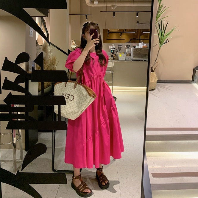 Robe à balançoire à manches bulles pour femme