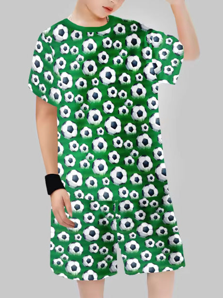 Summer Korean Style Boys Dinosaur Cartoon Print Set