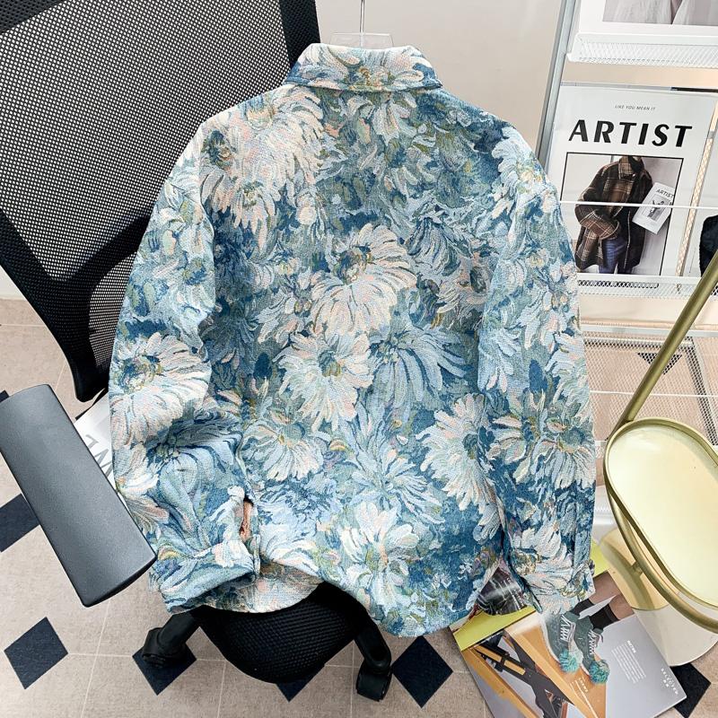 Peinture à l'huile florale de style américain Jacquard Veste décontractée avec impression intégrale