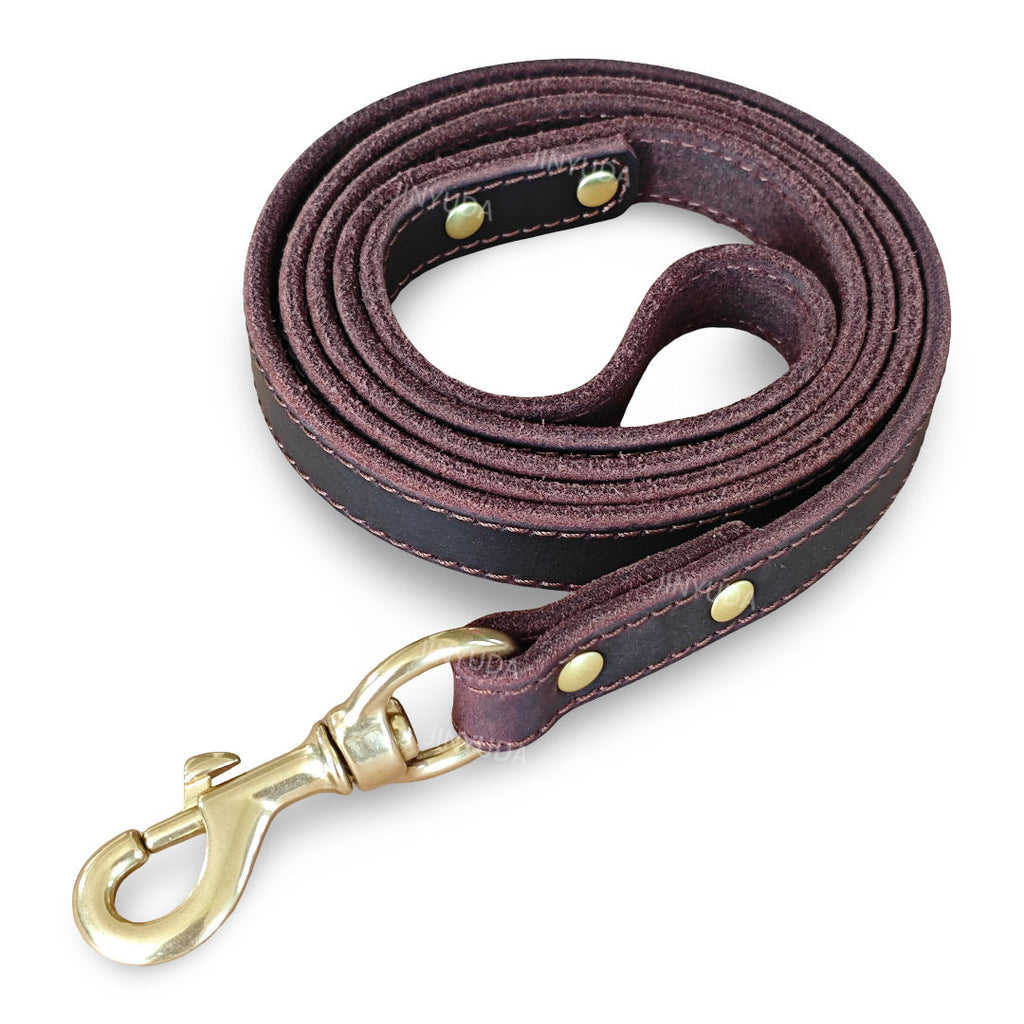 Poignée de chien Poignée de chien véritable Corde en cuir en laiton