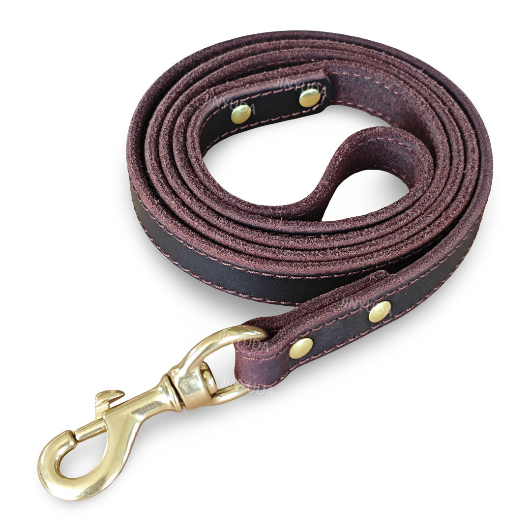 Poignée de chien Poignée de chien véritable Corde en cuir en laiton