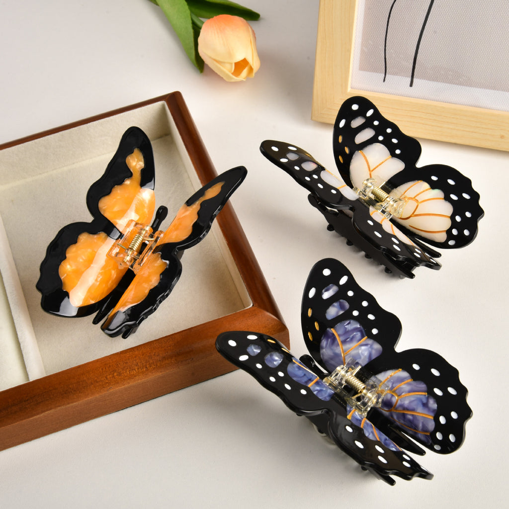 Acétate Butterfly Grip Large Sweet Hair Clip Back Spoon Updo Shark Claw