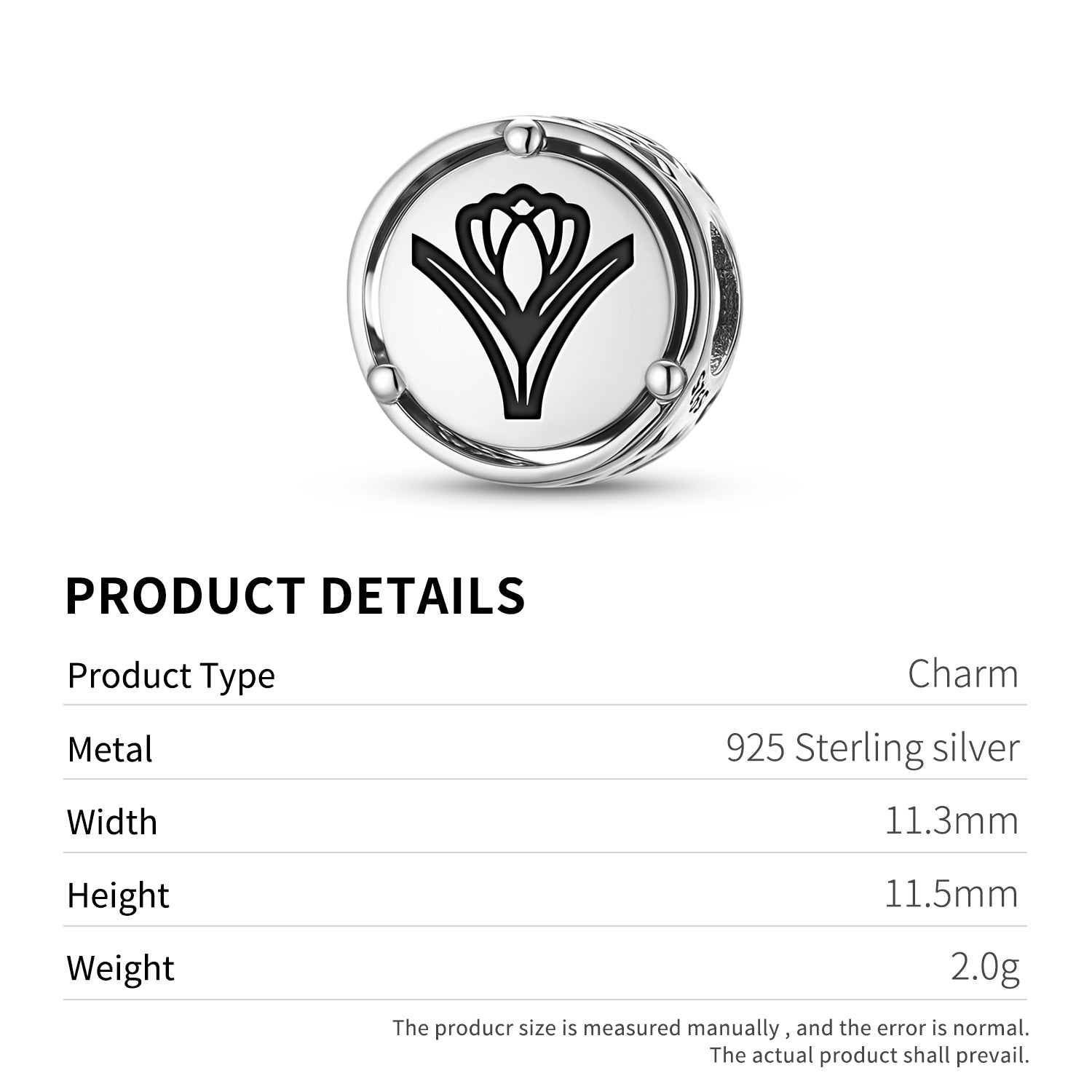 925 Argent Sterling Fleurs Crocus Charms Pour Bracelets et Colliers Pendentifs Perles Bijoux