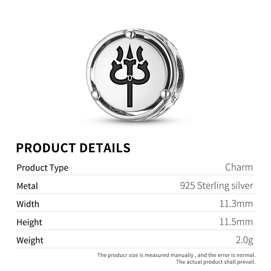 925 Argent sterling Trishula bouddhiste Charms pour bracelets et colliers Pendentifs perles juives