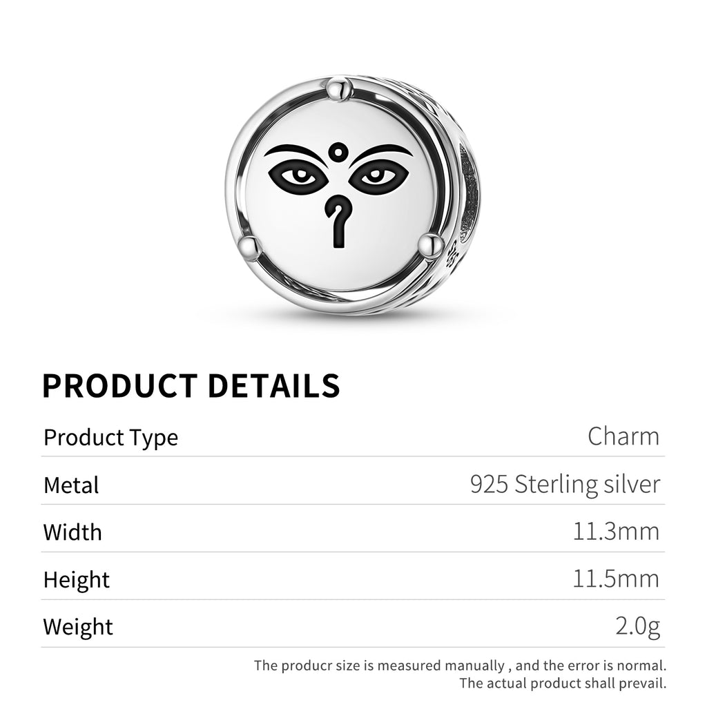 925 Argent Sterling Budddhist Eyes Charms pour bracelets et colliers Pendentifs perles J