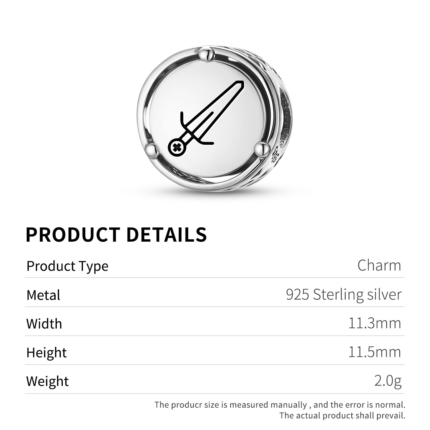 925 Argent Sterling Templar Templar Sword Charms Pour Bracelets et Colliers Pendentifs Perles
