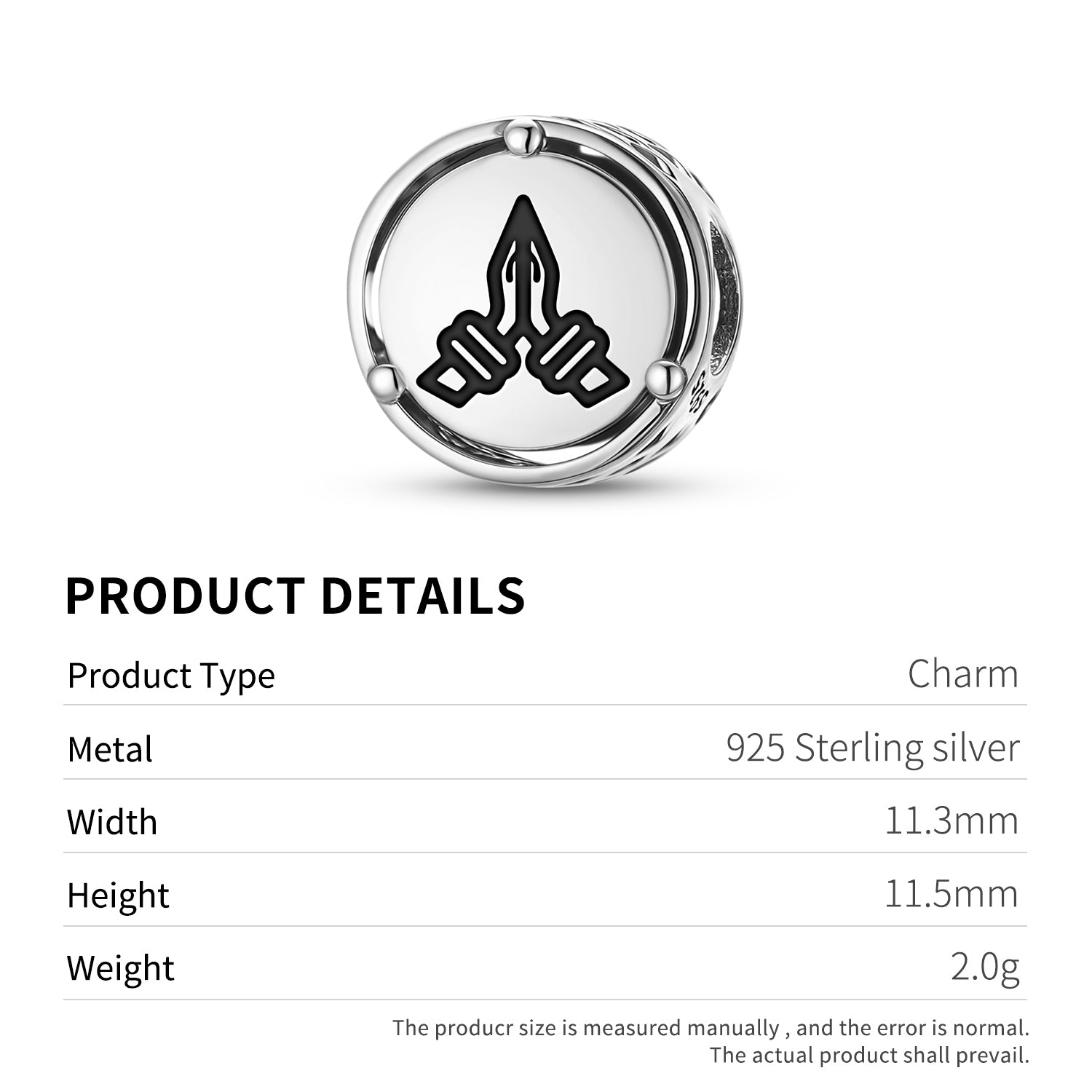 925 Argent Sterling Hindu Namaste Charms Pour Bracelets et Colliers Pendentifs Perles Bijoux
