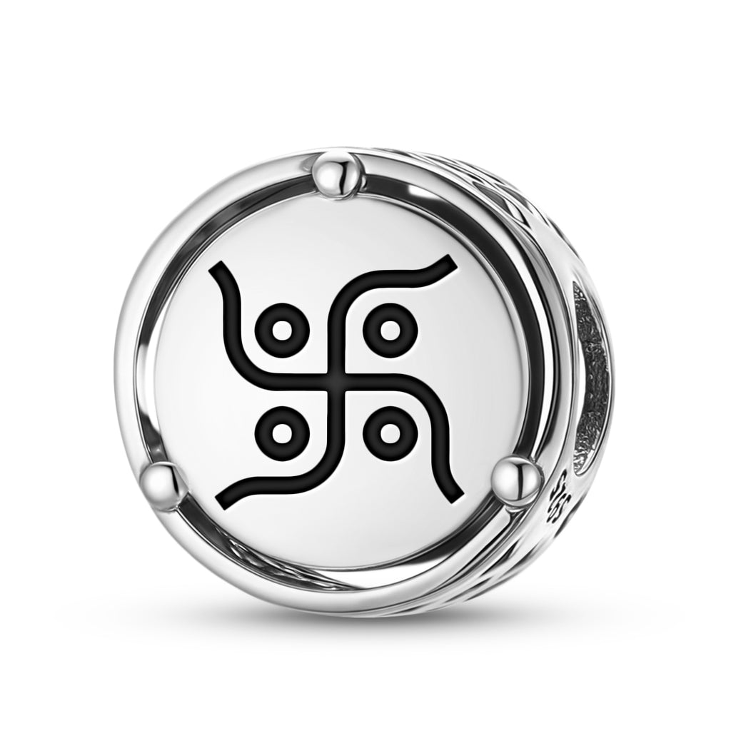 925 Argent Sterling Hindu Swastika Hindu Charms Pour Bracelets et Colliers Pendentifs Perles J