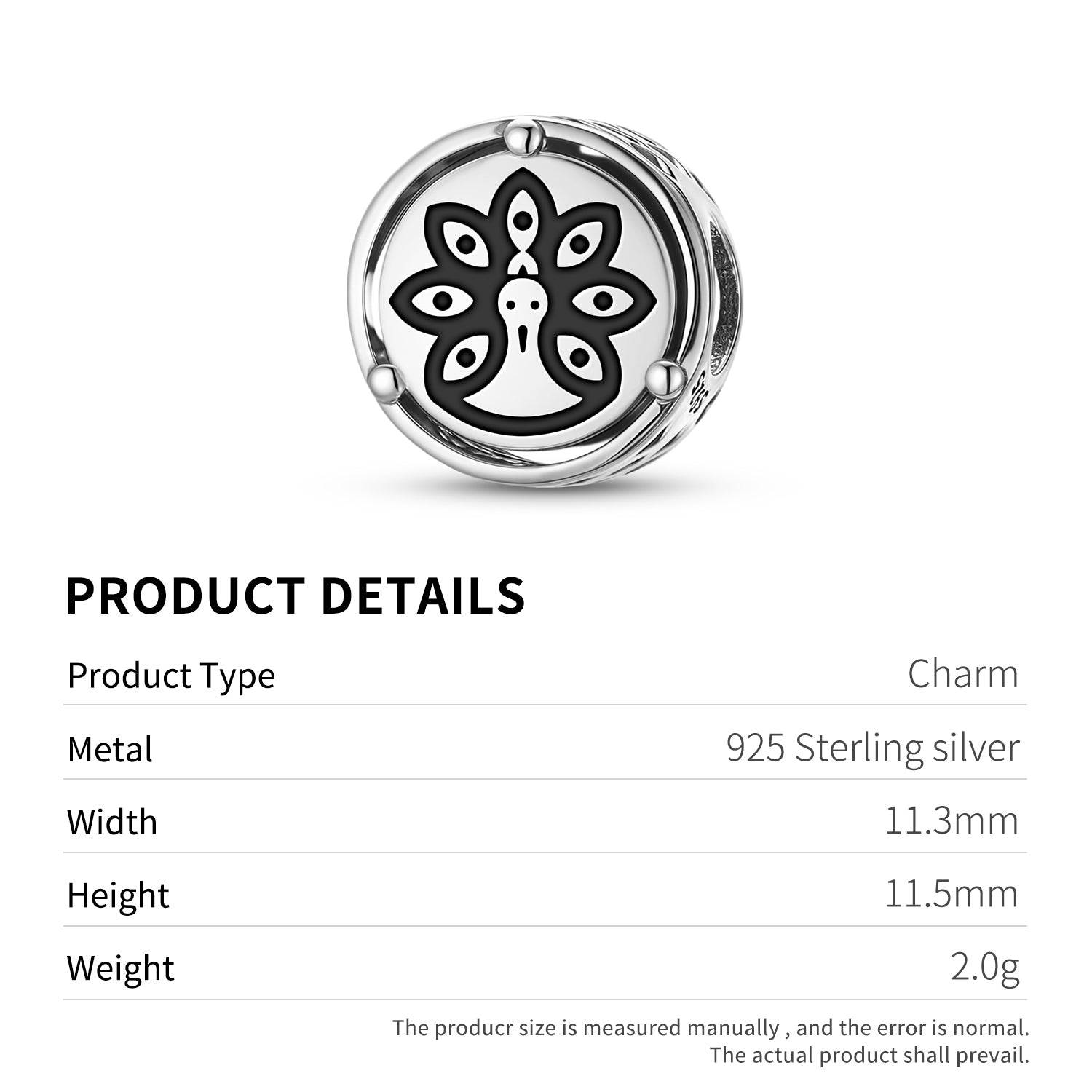 925 Argent Sterling Hindu Mayil Mayur Charms Pour Bracelets & Colliers Pendentifs Perles Juif