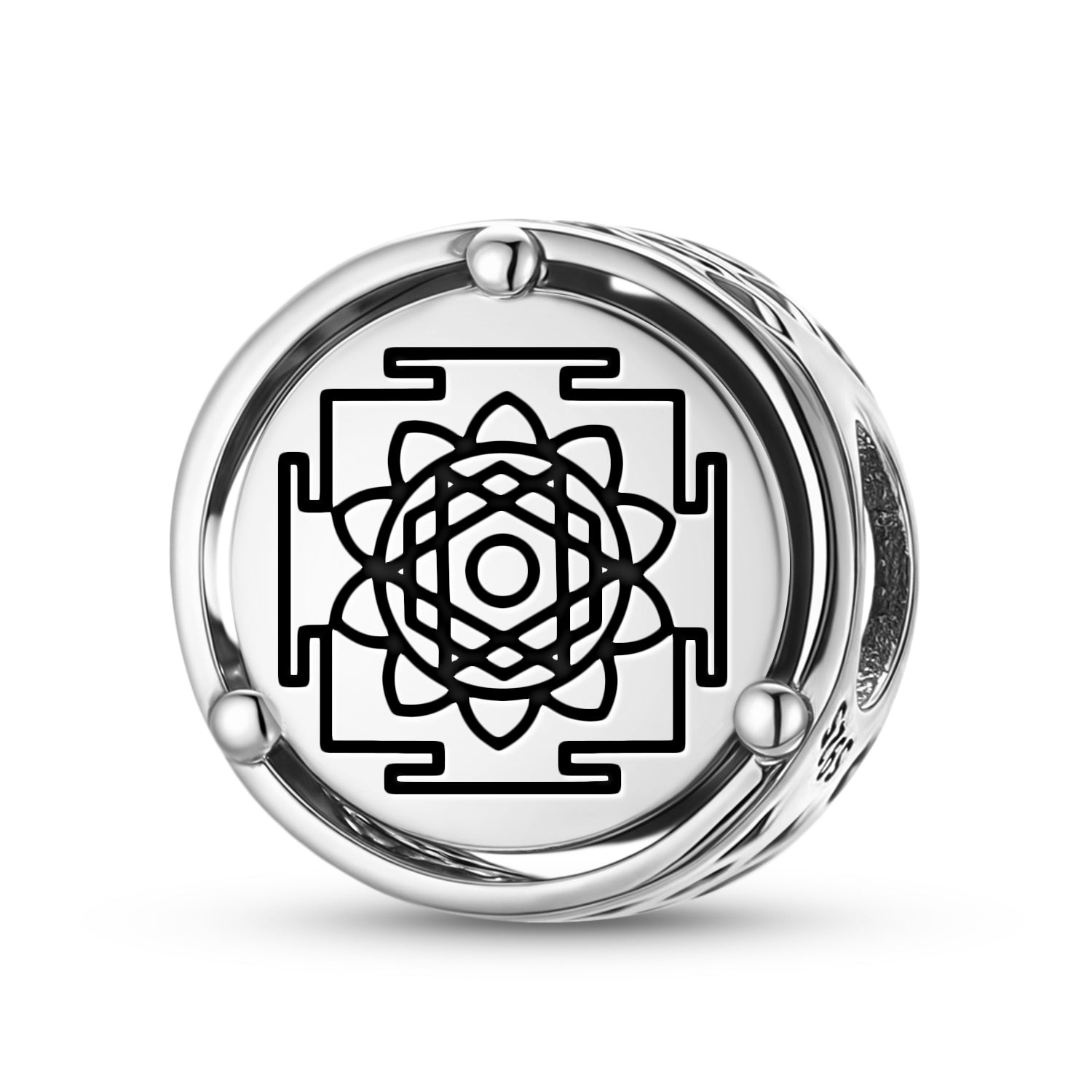 925 Argent Sterling Yantra Bouddha Yantra Charms pour bracelets et colliers Pendentifs perles J
