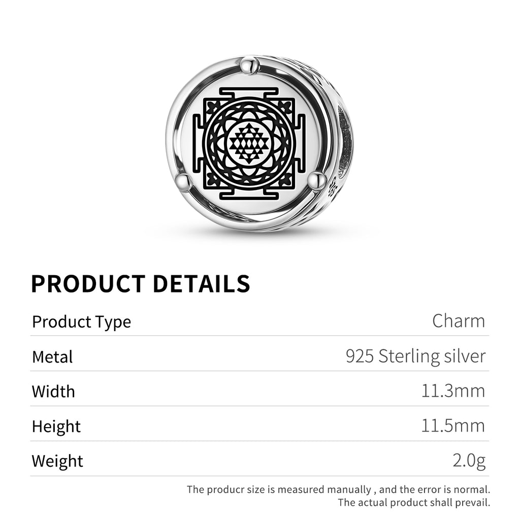 925 Argent Sterling Yantra Mahalaxmi Yantra Charms Pour Bracelets et Colliers Pendentifs Perles