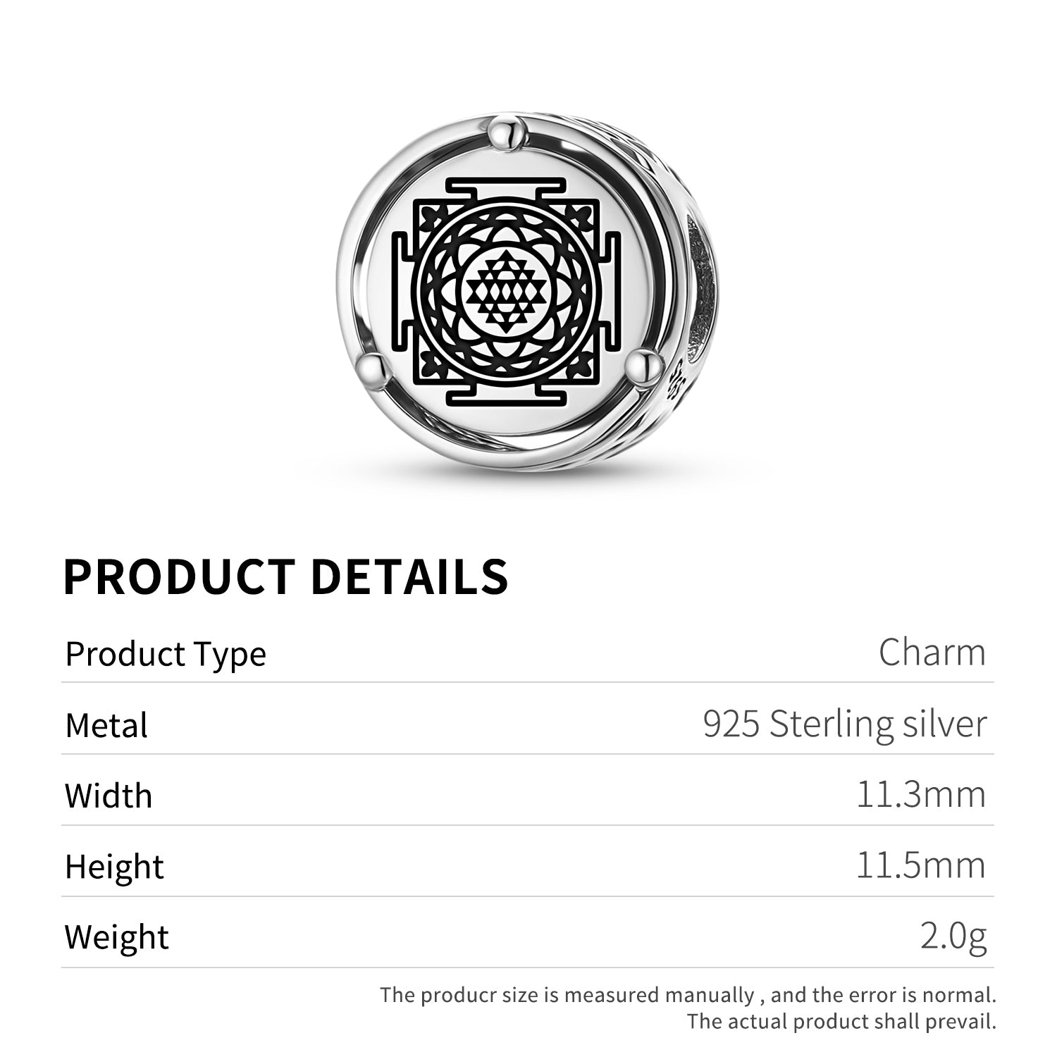 925 Argent Sterling Yantra Mahalaxmi Yantra Charms Pour Bracelets et Colliers Pendentifs Perles