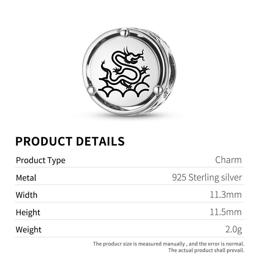 925 Argent Sterling Chinois Dilong Dragon Charms Pour Bracelets et Colliers Pendentifs Perles