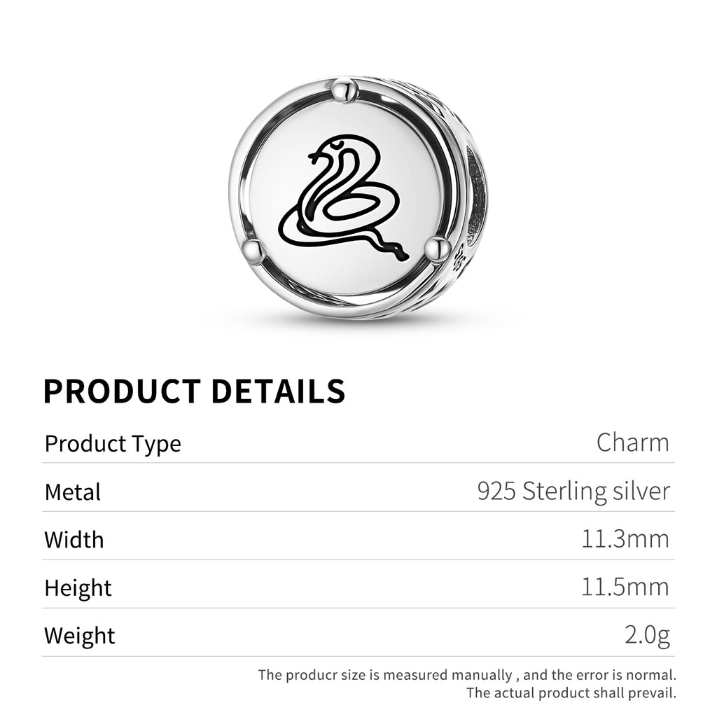 925 Argent Sterling Jainisme Serpent Serpent Charms Pour Bracelets et Colliers Pendentifs Perles Juif