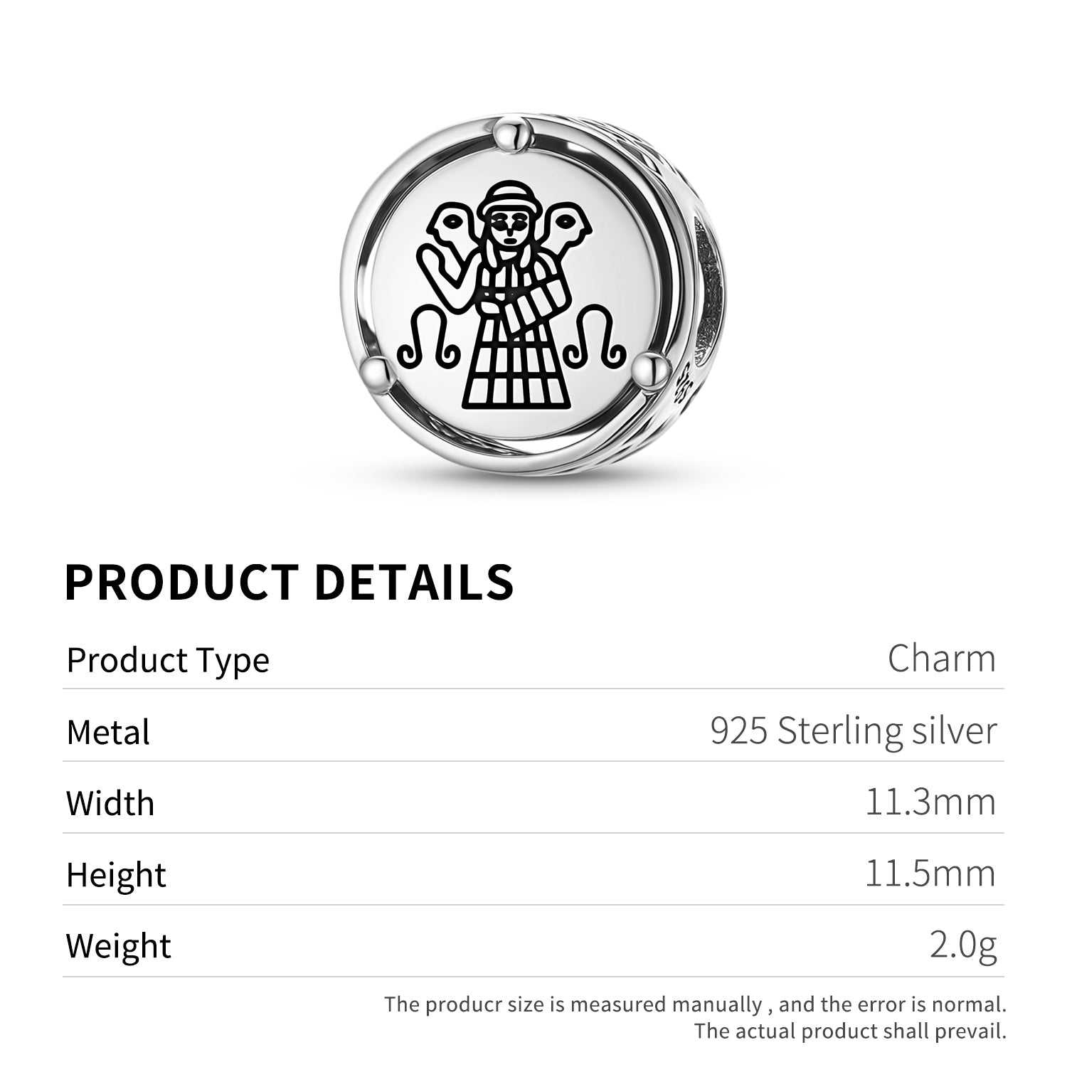 925 Argent Sterling Sumérien Ninhursag Damgalnuna Charms Pour Bracelets et Colliers Pendentif