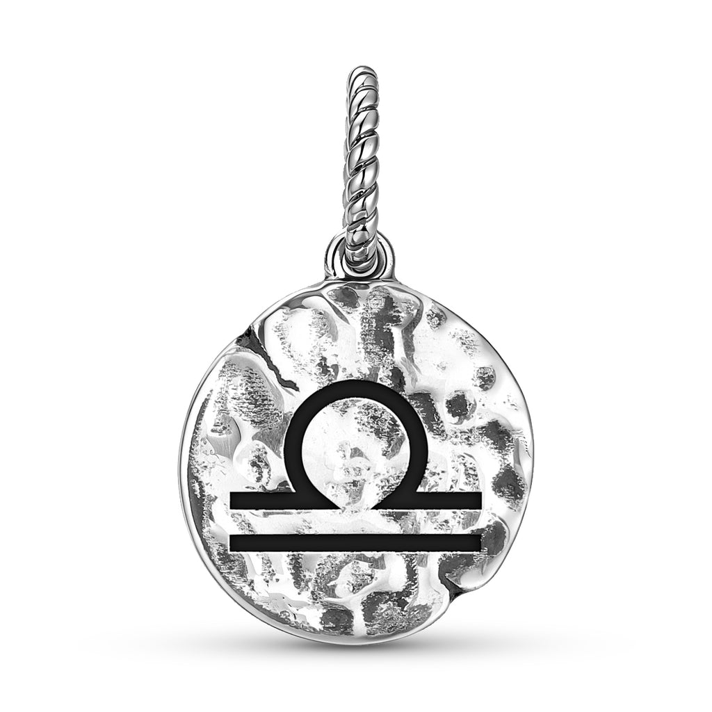Astrologie Symbole 925 Argent Sterling Texturé main Dangle Charm pour bracelets de charme