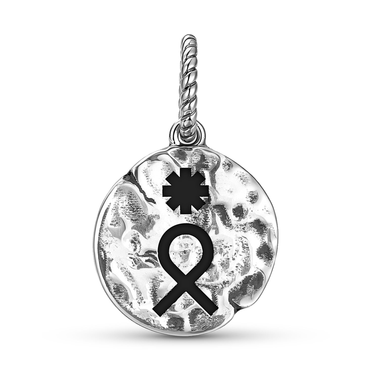 Grec Mythologie Parthénope Symbole 925 Argent Sterling Texturé main Dangle Charm Pour Charm