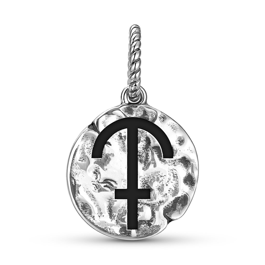 Grec Mythologie Chronos Symbole 925 Argent Sterling Textured Dangle Charm Pour Charm Br