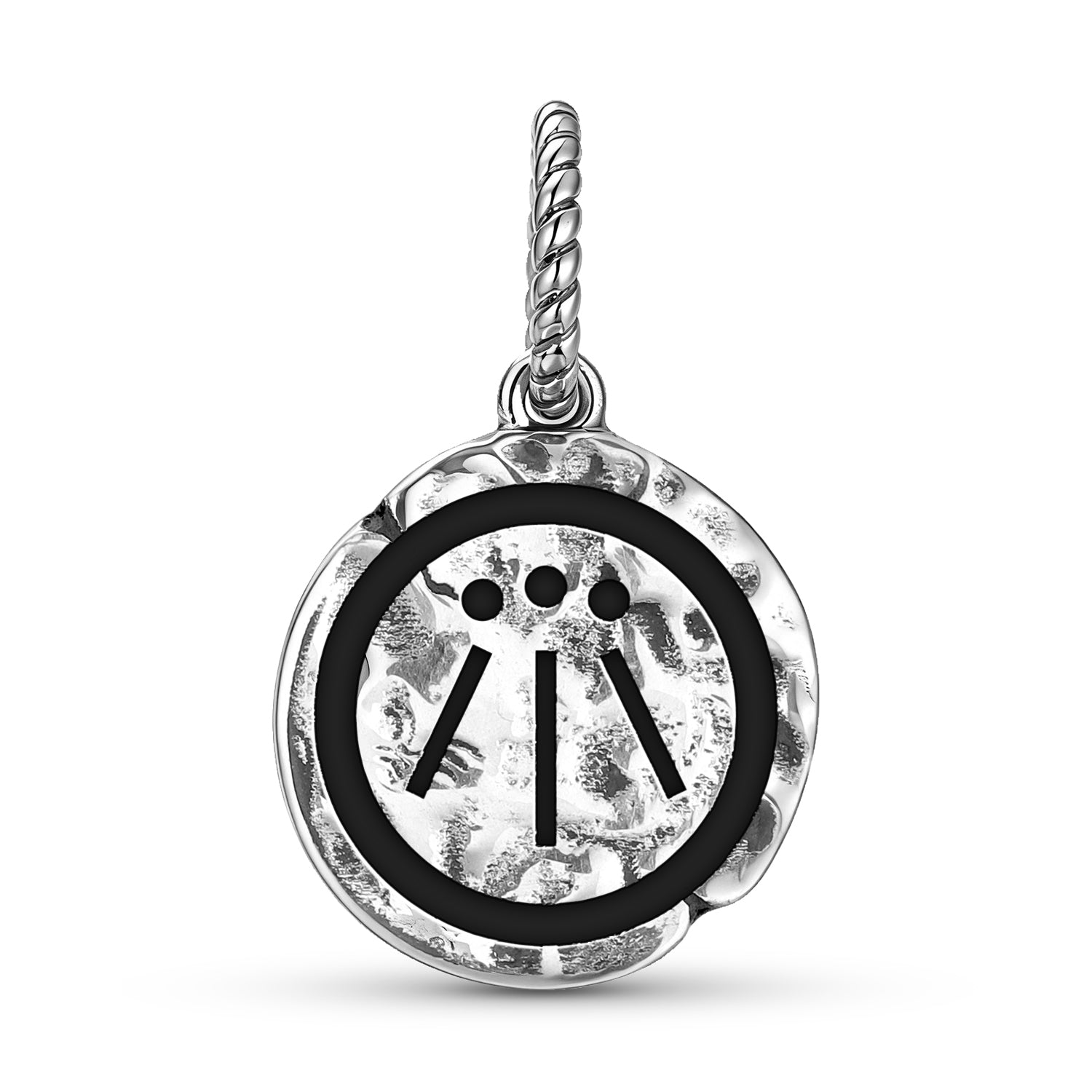 Celtic Awen Symbol 925 Argent Sterling Textured Dangle Charm pour bracelets de charme
