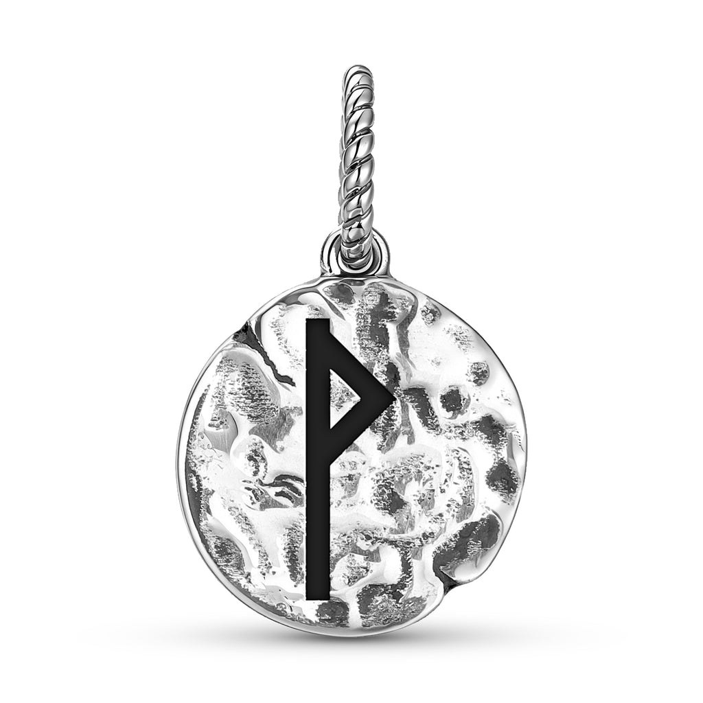 Norse Runes Wunjo Symbole 925 Argent Sterling Texture main Dangle Charm pour bracelet de charme