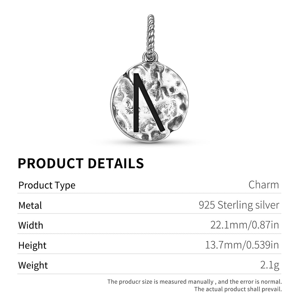 Norse Runes Uruz Symbole 925 Argent Sterling Textured Dangle Charm pour bracelets de charme