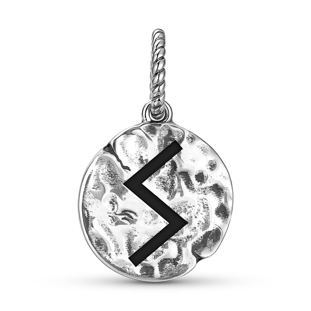 Norse Runes Symbol 925 Argent Sterling Textured Dangle Charm pour bracelets de charme