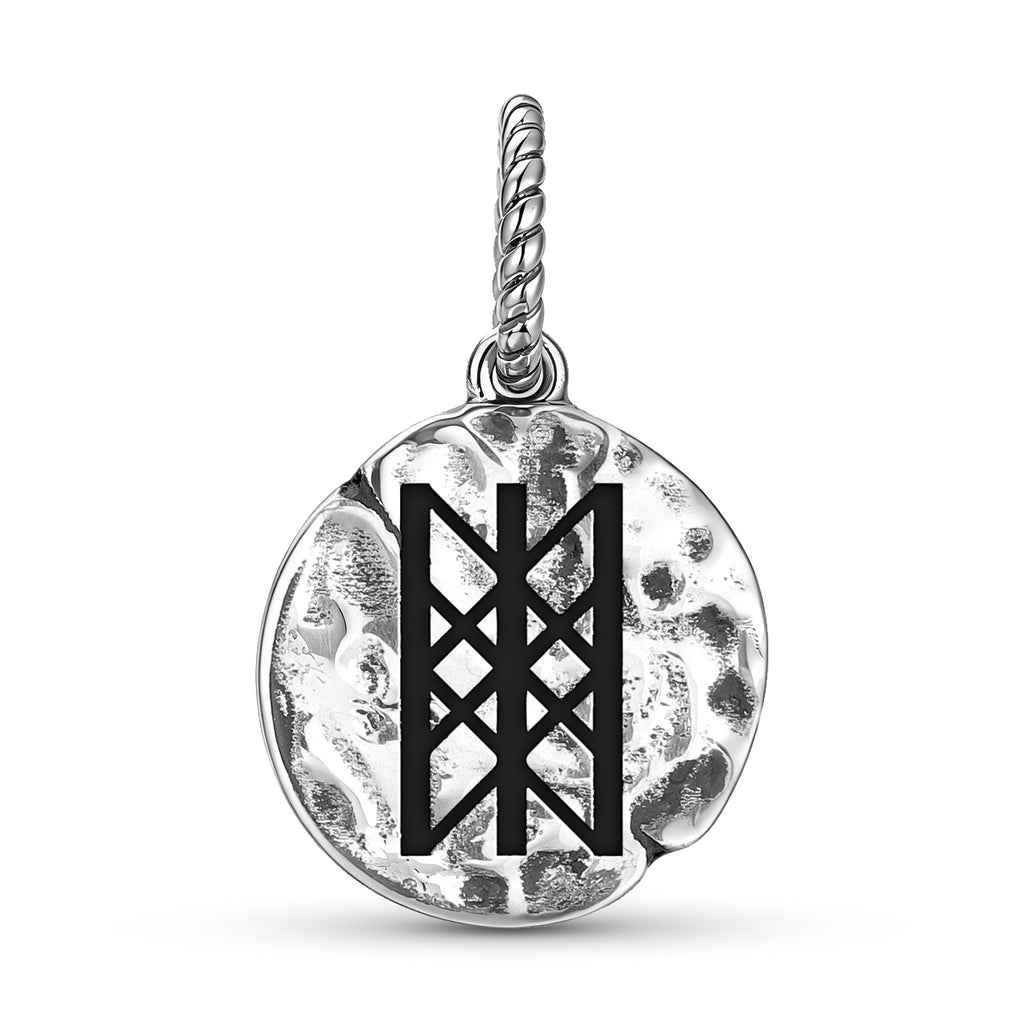 Norse Web de Wyrd Symbole 925 argent sterling main texturé Dangle Charm pour bracelet de charme