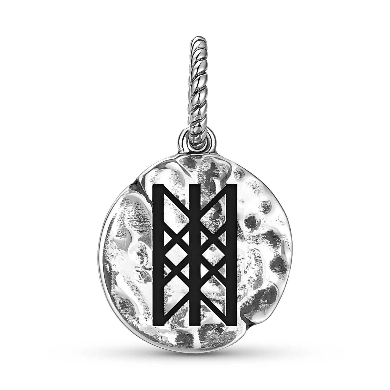 Norse Web de Wyrd Symbole 925 argent sterling main texturé Dangle Charm pour bracelet de charme