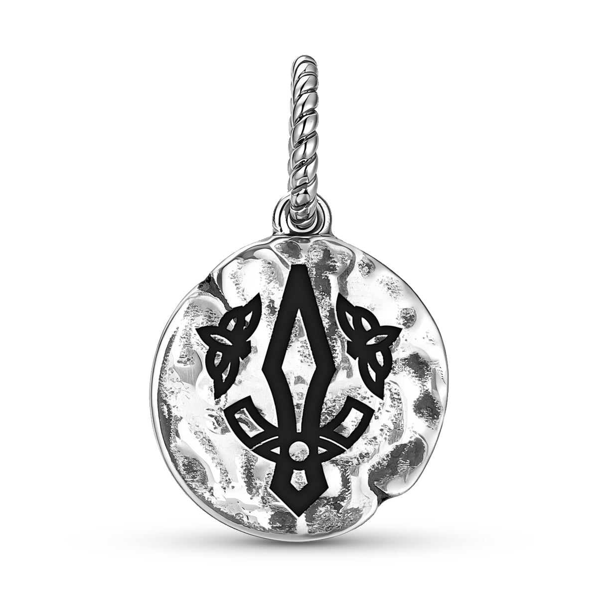 Norse Gungnir Symbol 925 Sterling Silver Hand-Textured Dangle Charm for Charm Bracelets