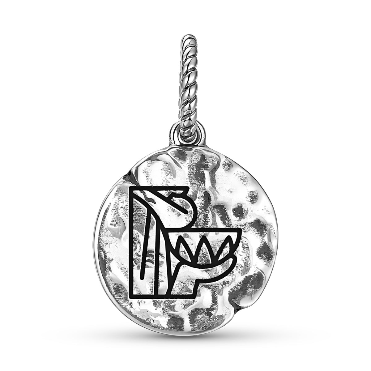Maya Mayas Initiation Symbol 925 Sterling Silver Textured Dangle Charm for Charm B