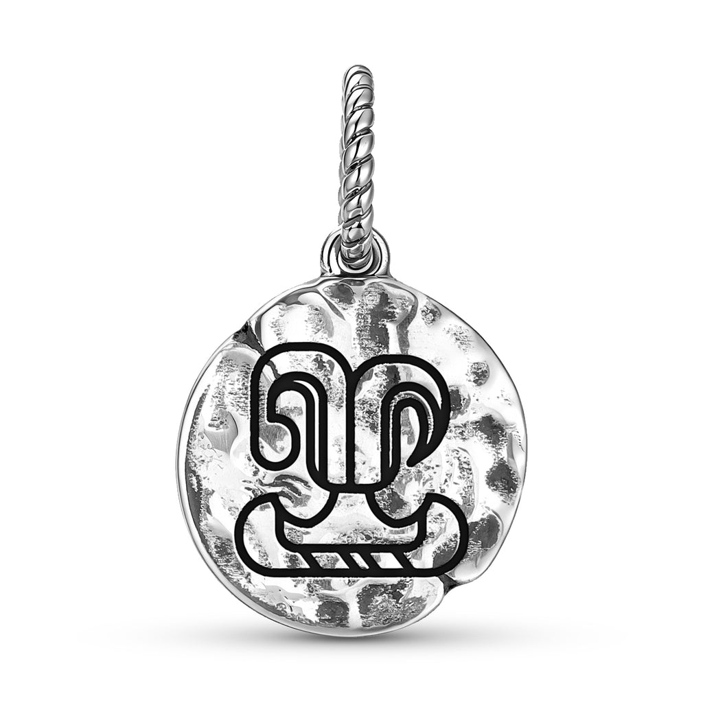 Maya Fire House de Xibalba Symbole 925 Argent Sterling Textured Dangle Charm pour Char