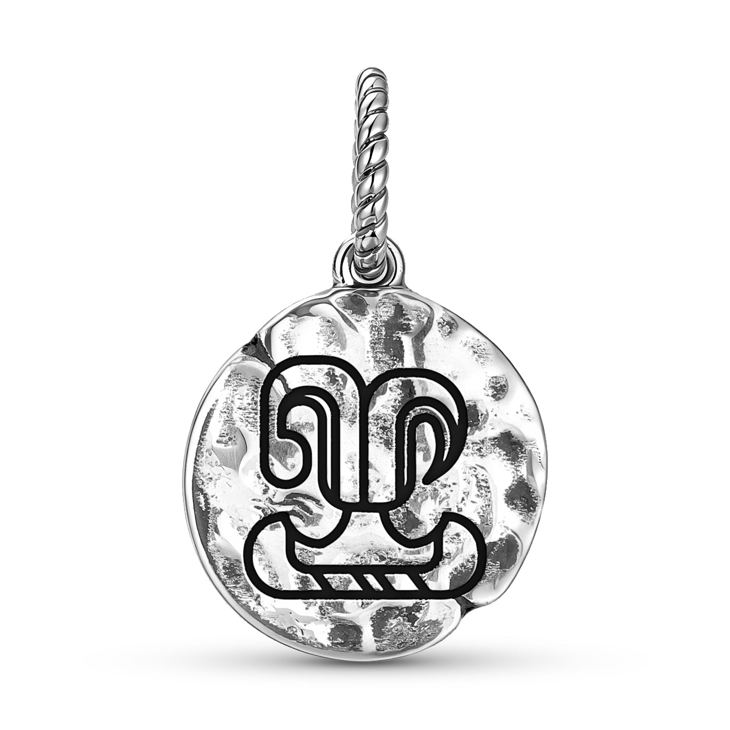 Maya Fire House de Xibalba Symbole 925 Argent Sterling Textured Dangle Charm pour Char