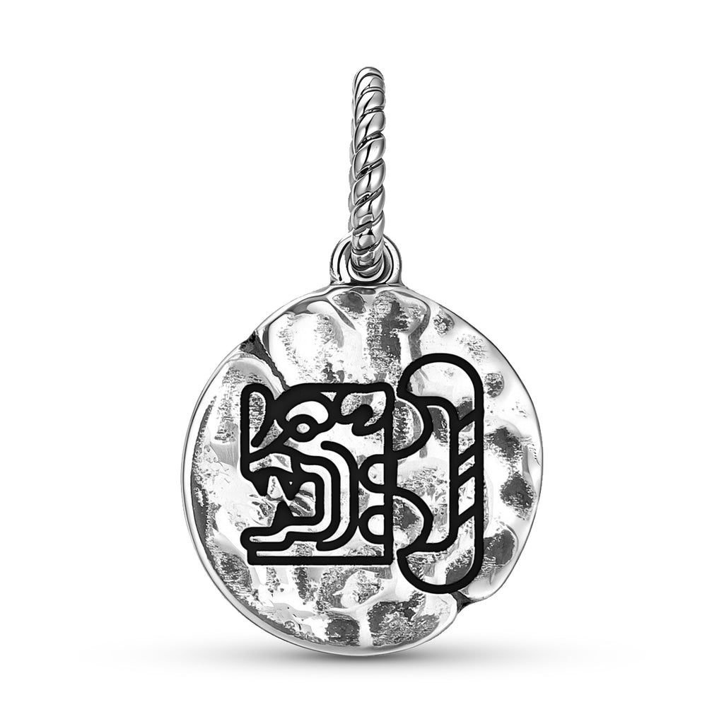 Maya Bat House of Xibalba Symbol 925 Sterling Silver Textured Dangle Charm For Charm