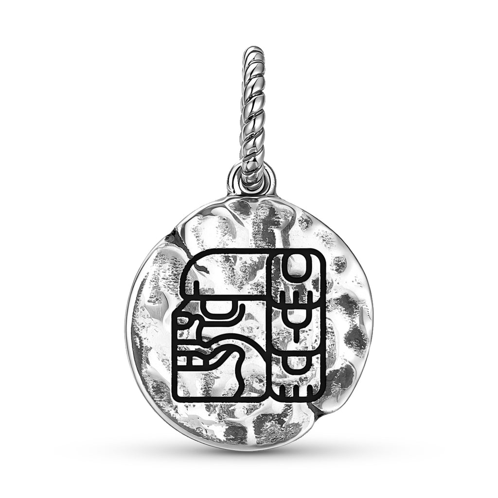 Mayan Xibalbá Symbole 925 Argent Sterling Textured Dangle Charm pour bracelets de charme