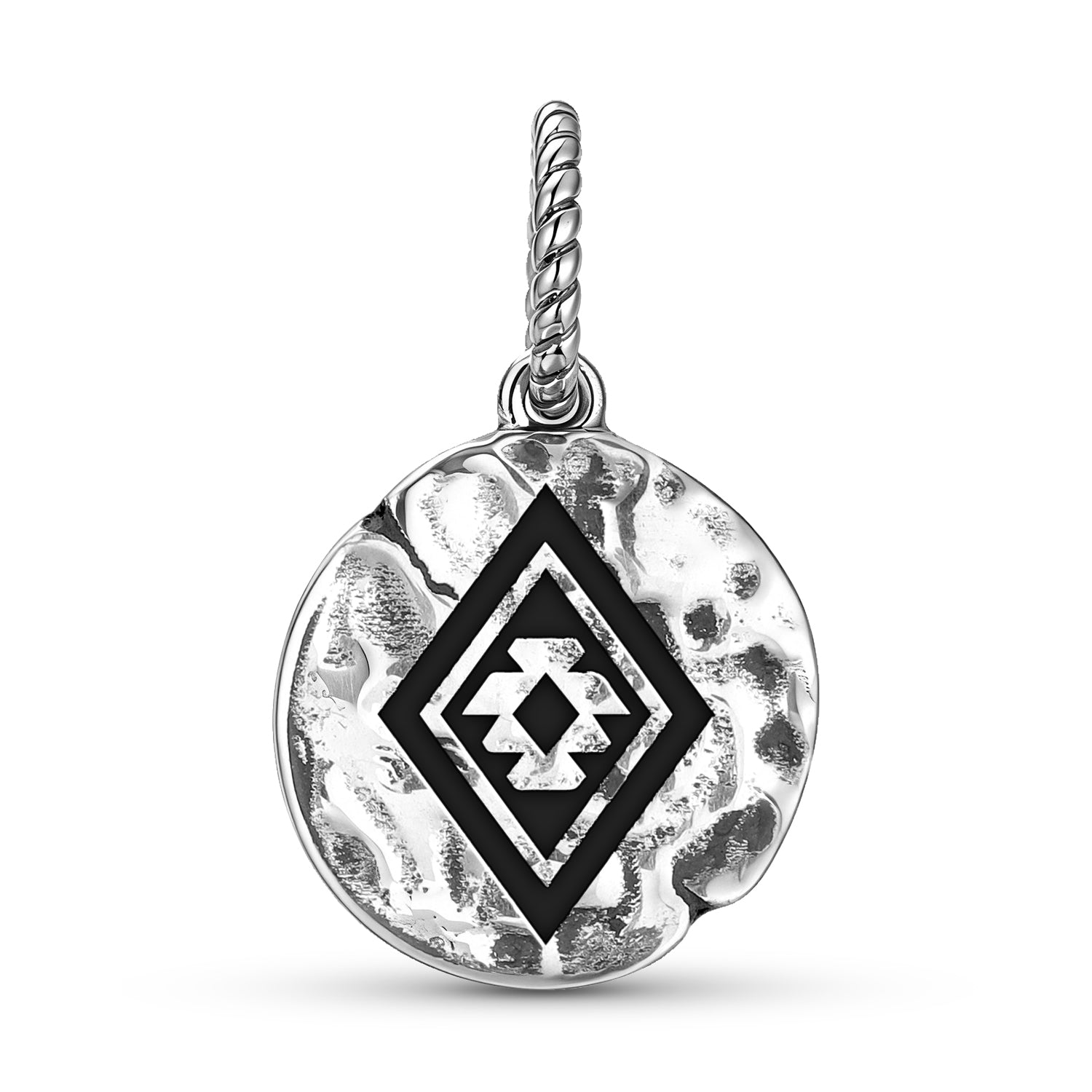Mapuche Anümka Symbole 925 Argent Sterling Texture main Dangle Charm pour bracelets de charme