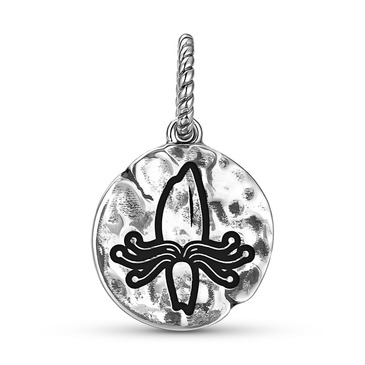 Honeysuckle Flowers Symbol 925 Sterling Silver Textured Dangle Charm for Charm Bracel