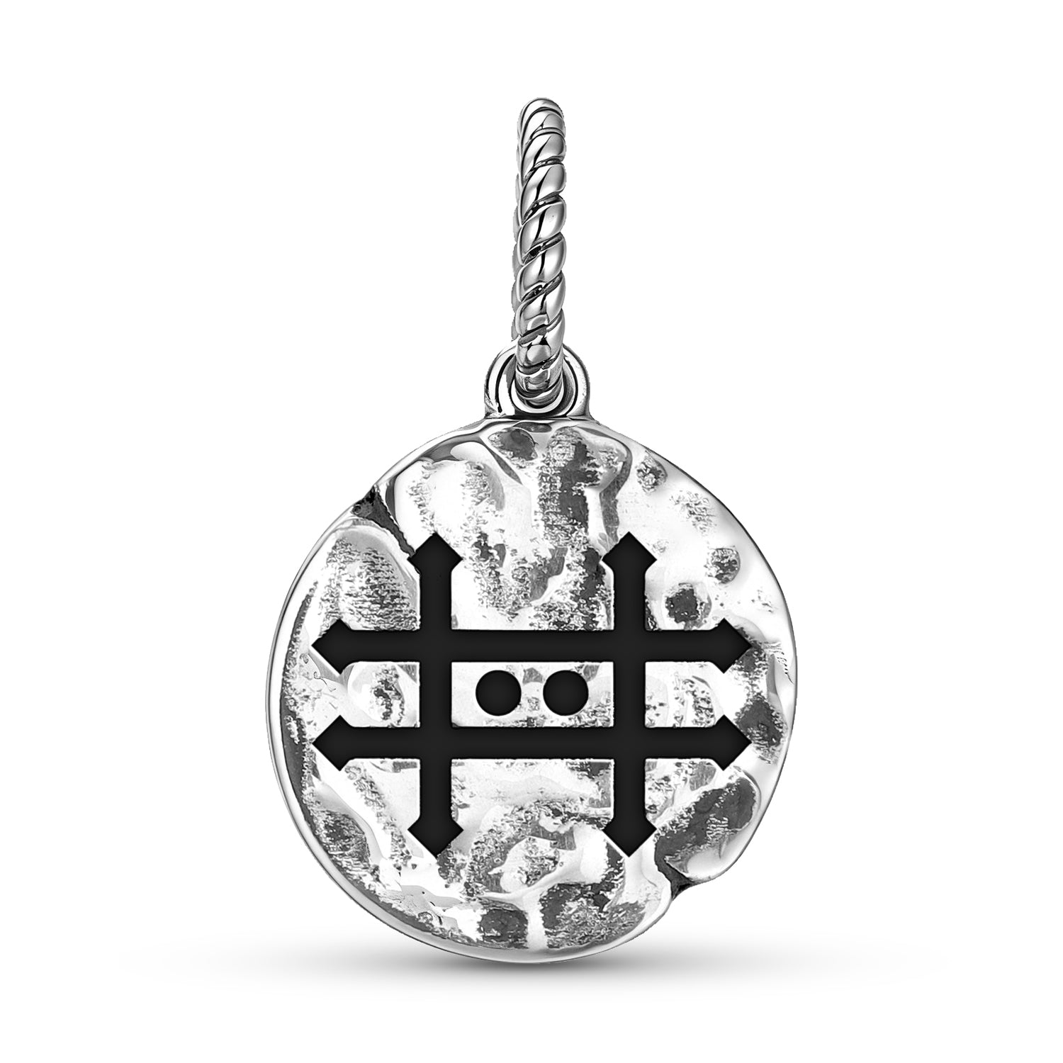Alchemy Zinc Symbol 925 Argent Sterling Textured Dangle Charm pour bracelets de charme