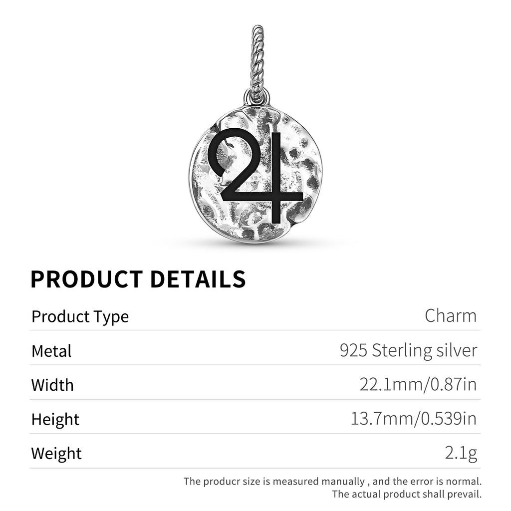 Alchemy étain symbole 925 argent sterling main texturé Dangle Charm pour bracelets de charme
