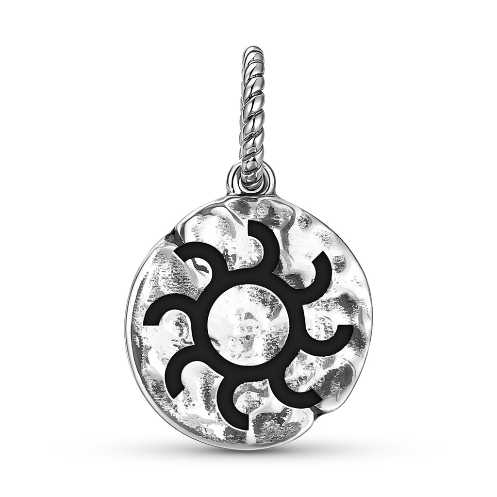 Alchemy Or Symbol 925 Sterling Silver Hand-Textured Dangle Charm for Charm Bracelets