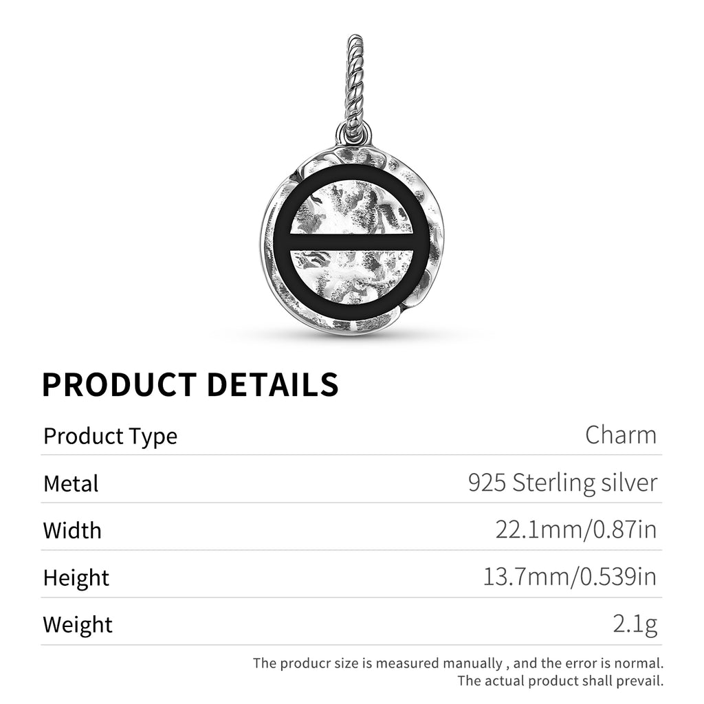 Alchemy Sal Symbol 925 Argent Sterling Textured Dangle Charm pour bracelets de charme