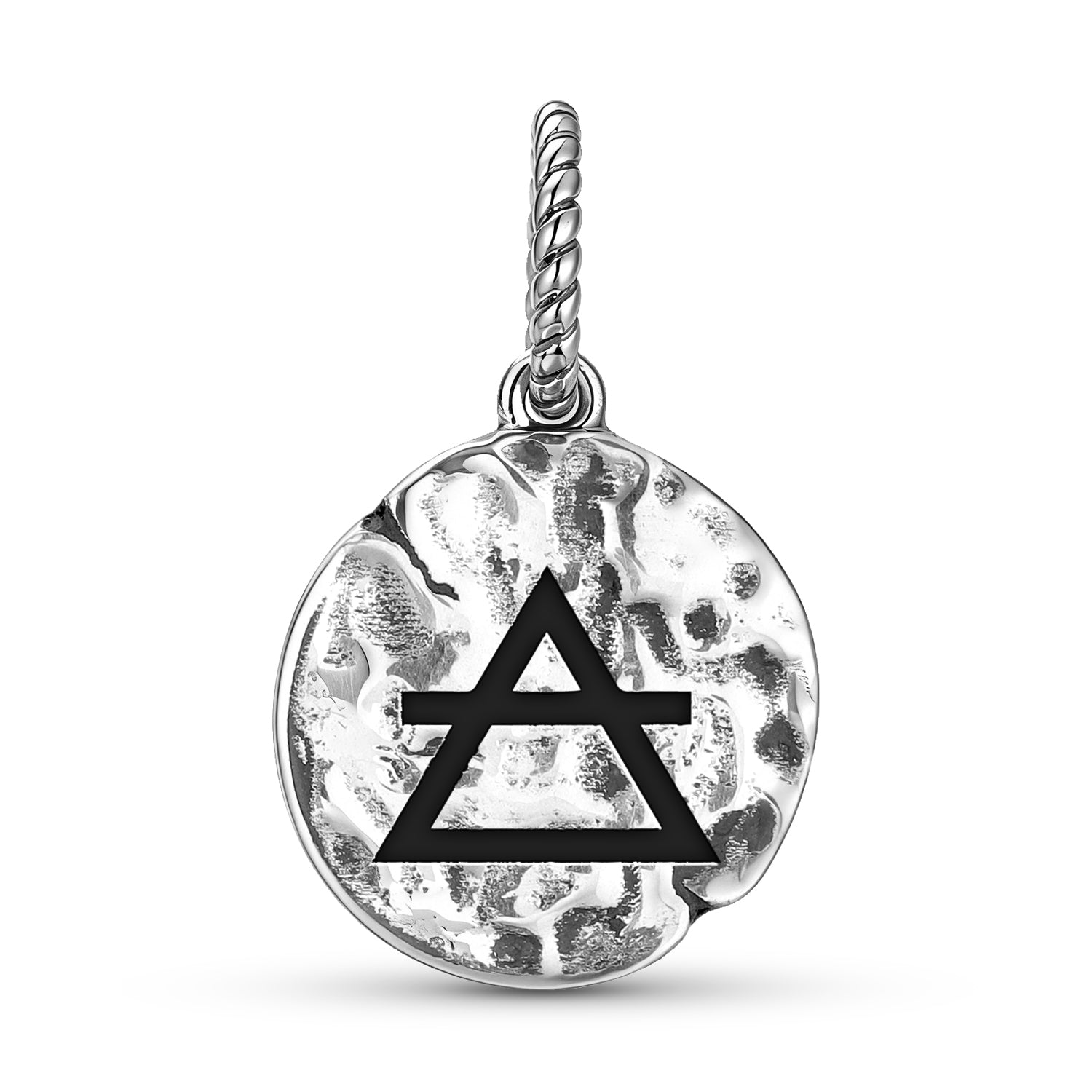Alchemy Air Symbol 925 Argent Sterling Textured Dangle Charm pour bracelets de charme