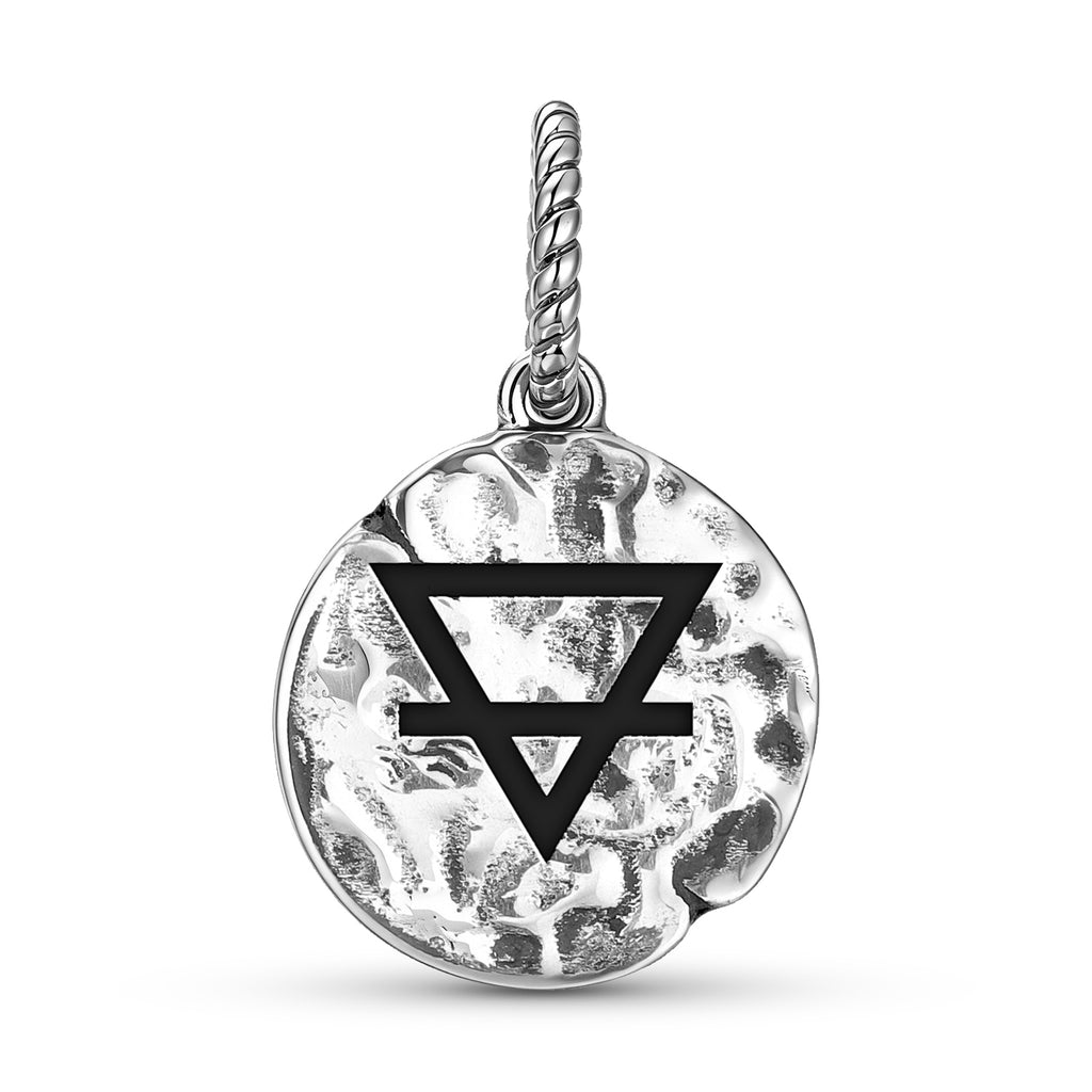 Alchemy Earth Symbol 925 Argent Sterling Textured Dangle Charm pour bracelets de charme