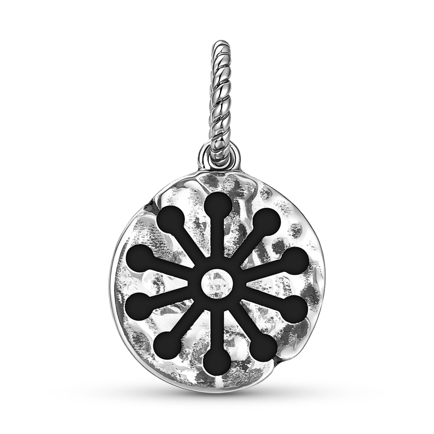 Symbole 925 Argent Sterling main texturé Dangle Charm pour bracelets de charme