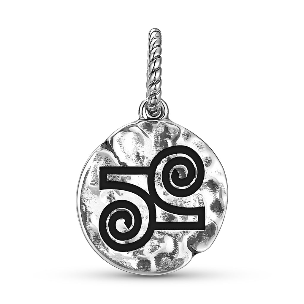 Gyawu Atiko Symbol 925 Argent Sterling Textured Dangle Charm pour bracelets de charme