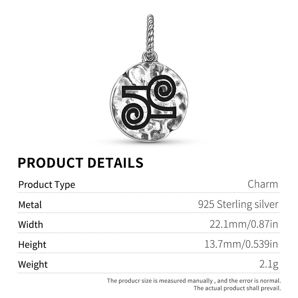 Gyawu Atiko Symbol 925 Argent Sterling Textured Dangle Charm pour bracelets de charme