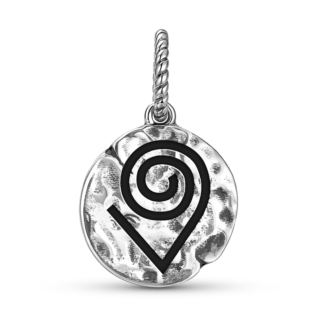 Symbole Kokuromotie 925 Argent Sterling Textured Dangle Charm pour bracelets de charme
