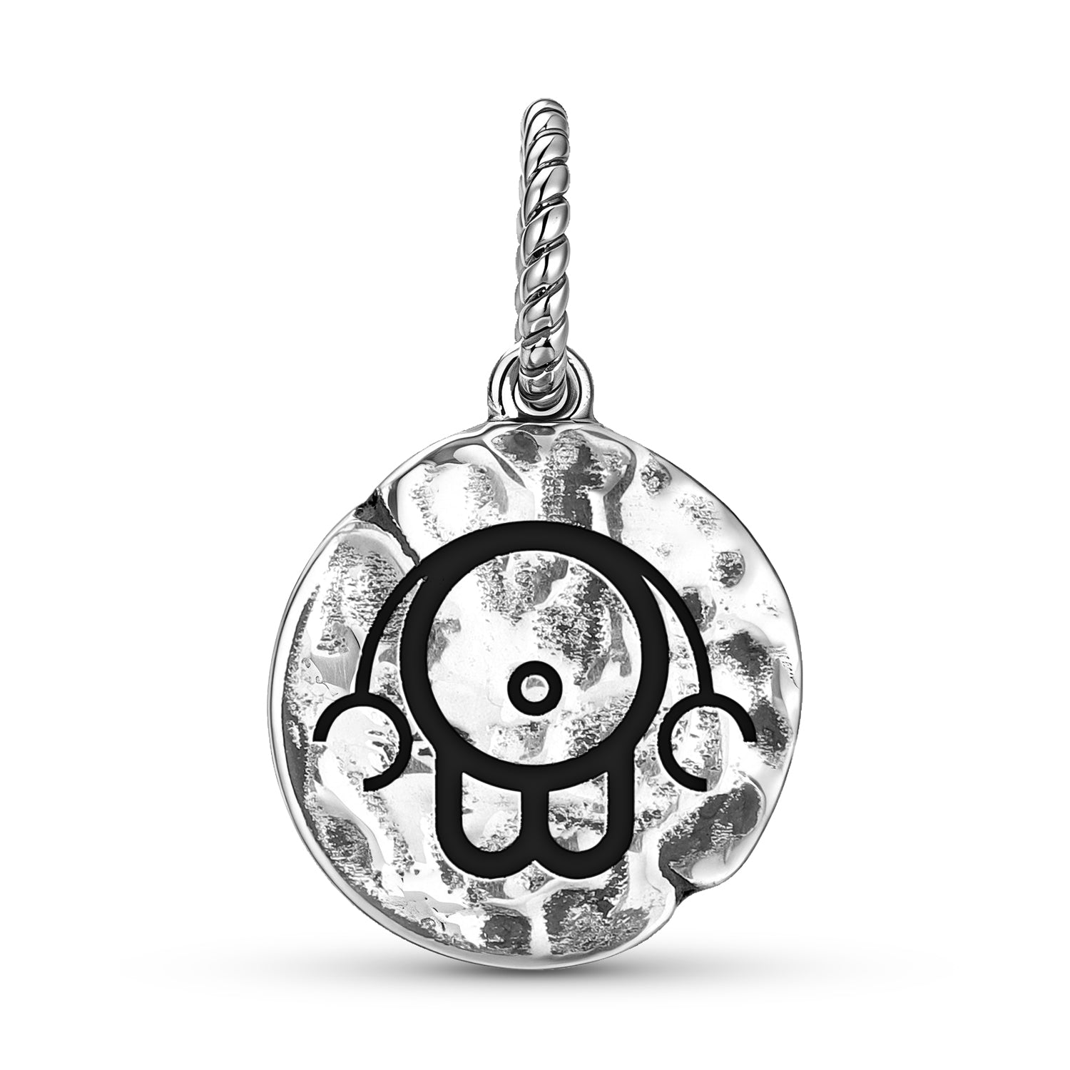 Symbol 925 Argent Sterling Textured Dangle Charm pour bracelets de charme