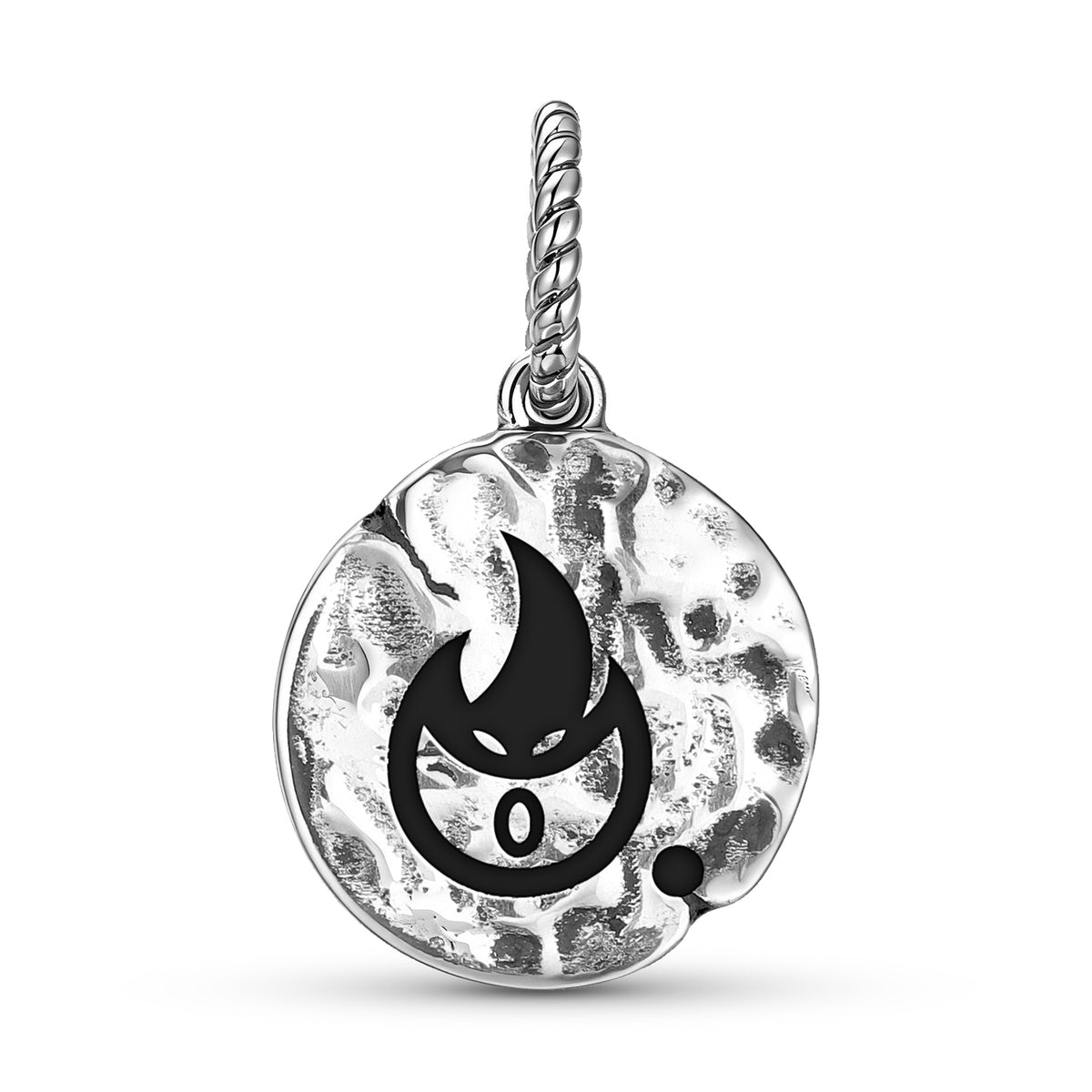 Cthugha Symbol 925 Sterling Silver Hand-Textured Dangle Charm for Charm Bracelets
