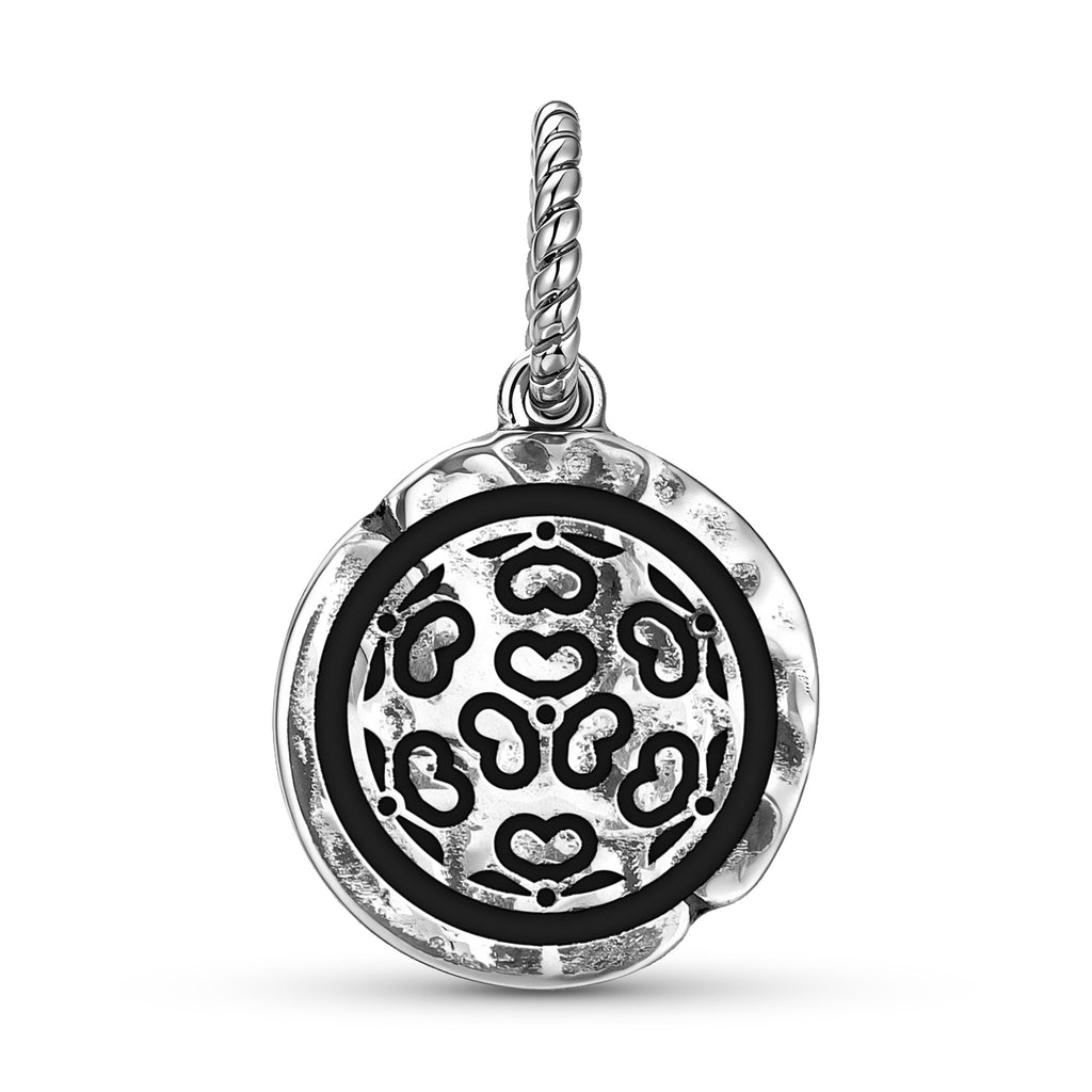 Symbole japonais Chōsokabe 925 Argent Sterling Textured Dangle Charm pour Charm Bracele