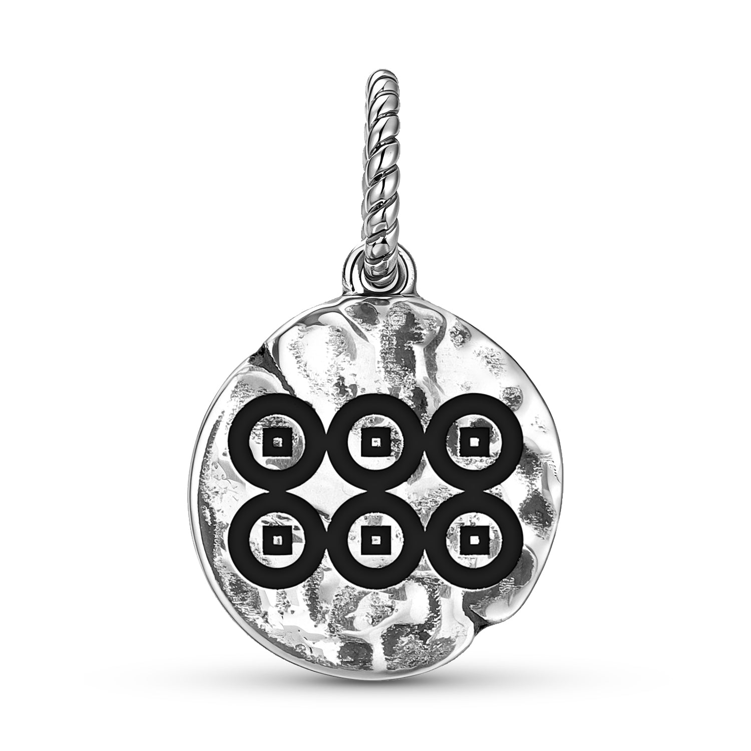 Japonais Sanada Yukimura Symbole 925 Argent Sterling Textured Dangle Charm pour Charm B
